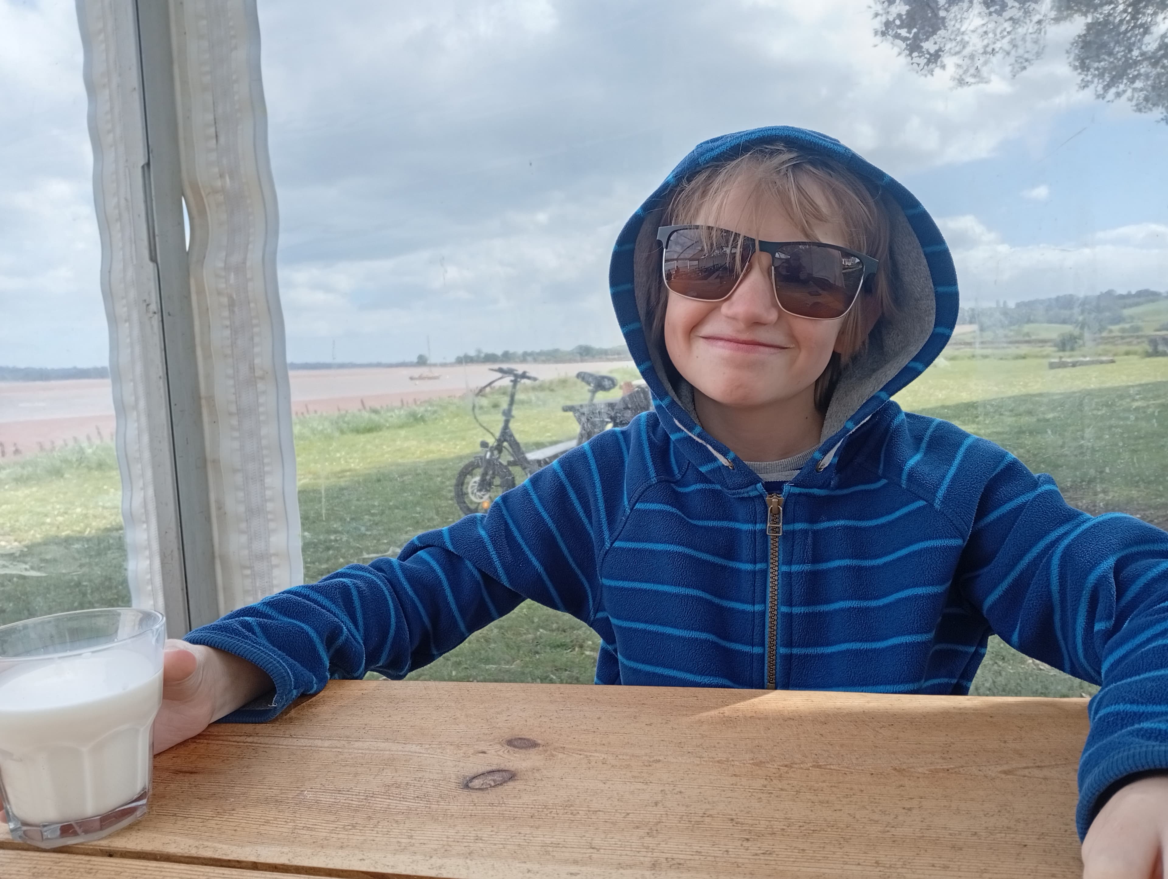 My son, wearing sunglasses
